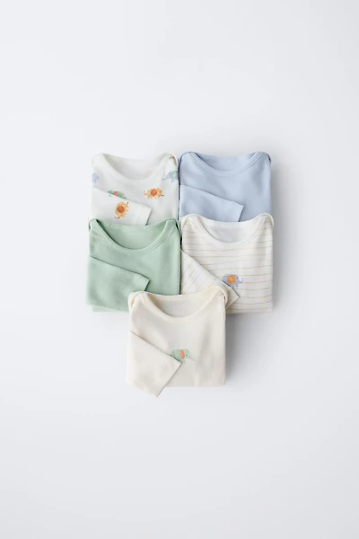 FIVE-PACK OF ELEPHANT BODYSUITS