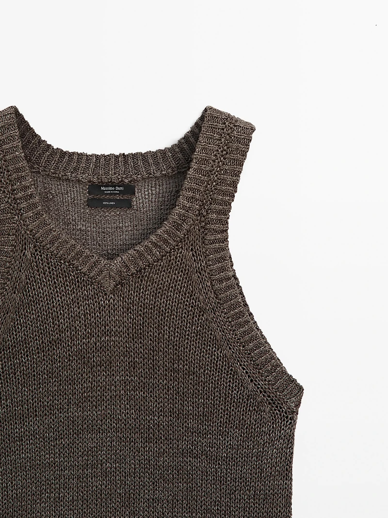 100% linen knit top
