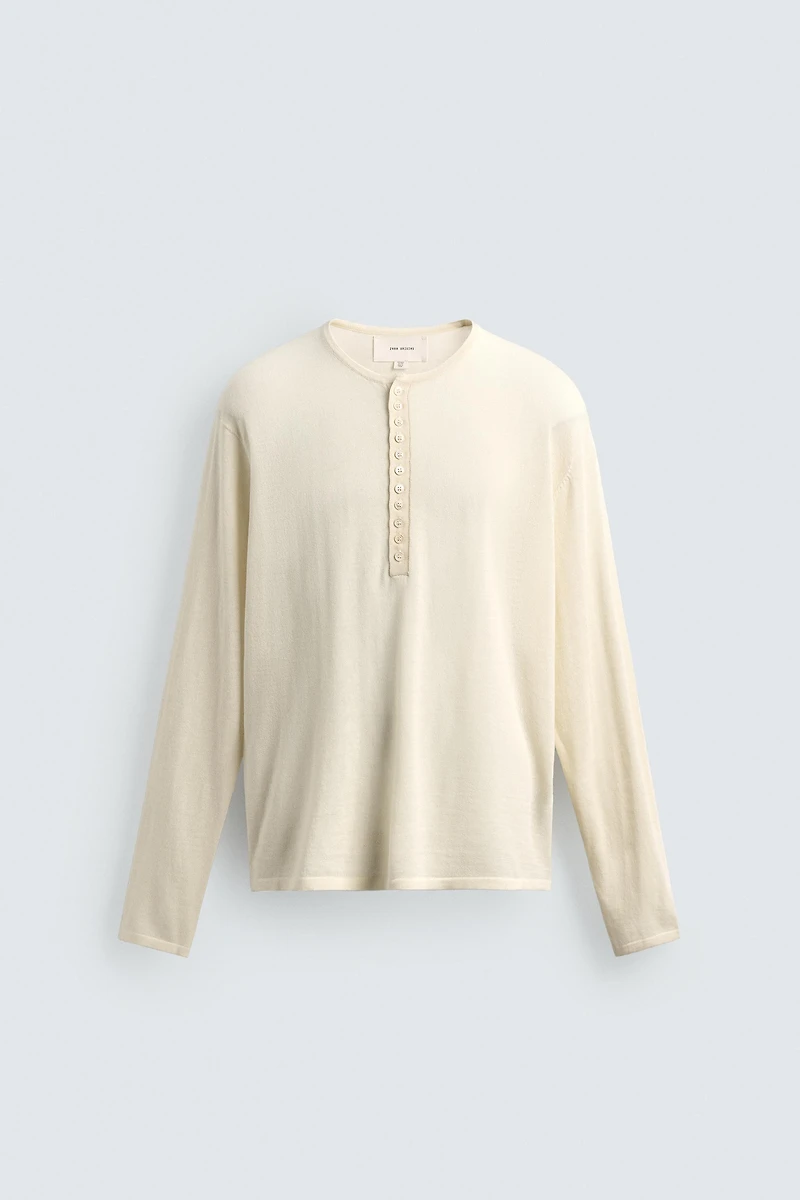 WOOL-COTTON HENLEY JUMPER
