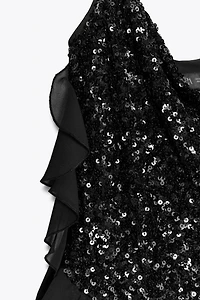SEQUIN RUFFLE MINI DRESS