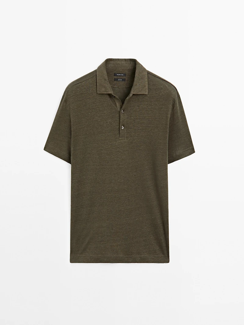 100% linen short sleeve polo shirt