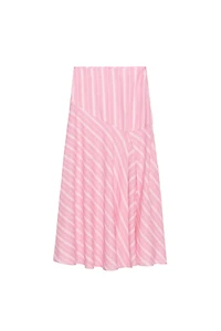 STRIPED LINEN MIDI SKIRT