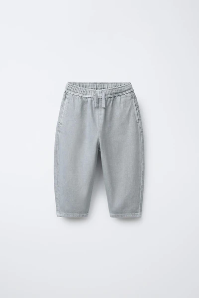 PANTALON EN SERGÉ BALLON EFFET DÉLAVÉ