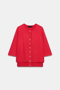 DOUBLE LAYER KNIT CARDIGAN