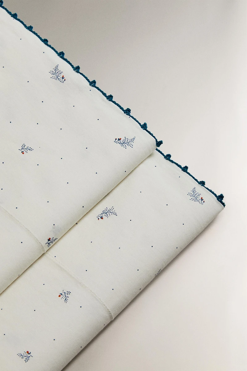 KIDS' COTTON LEAF AND DOT FLAT SHEET