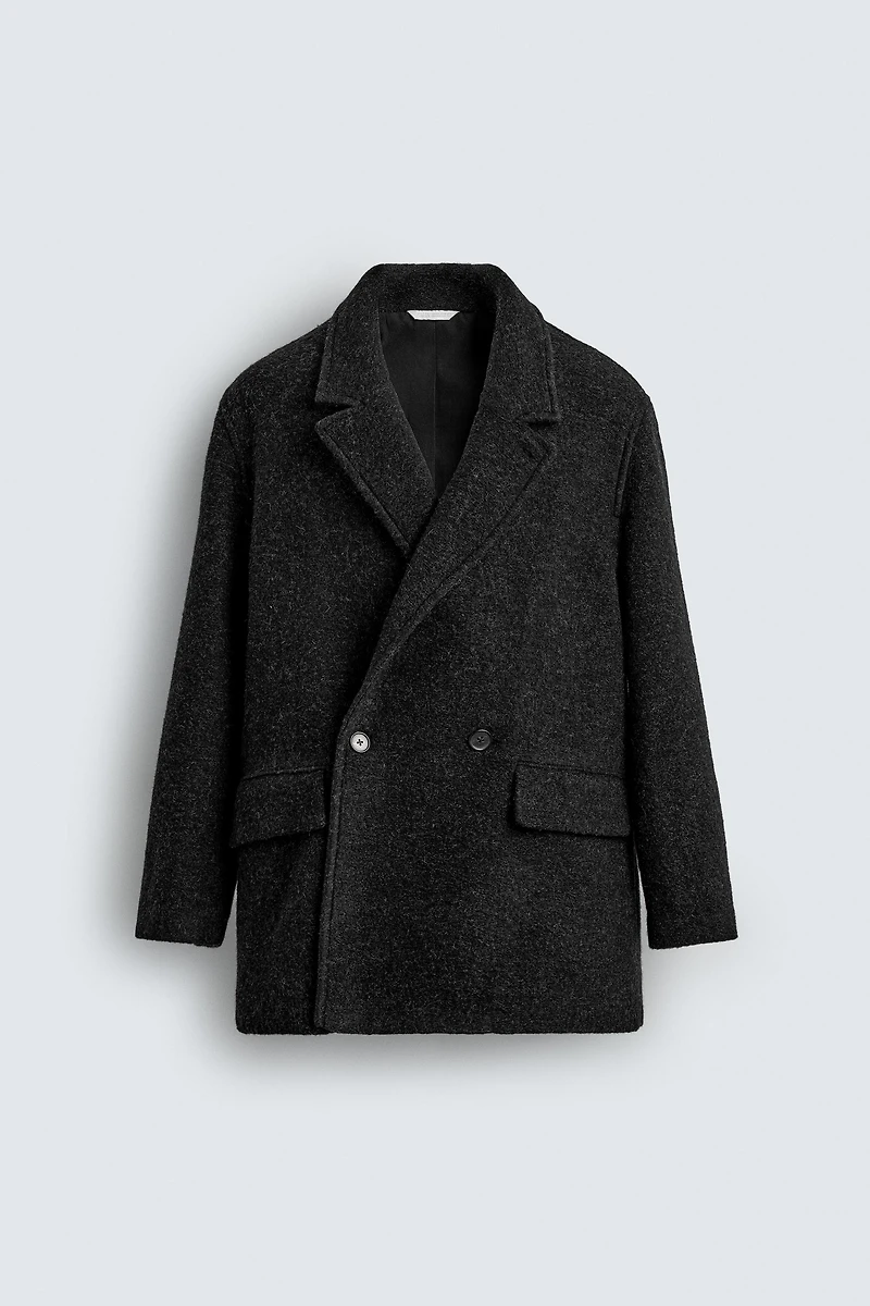 DOUBLE BREASTED WOOL BLEND OVERCOAT