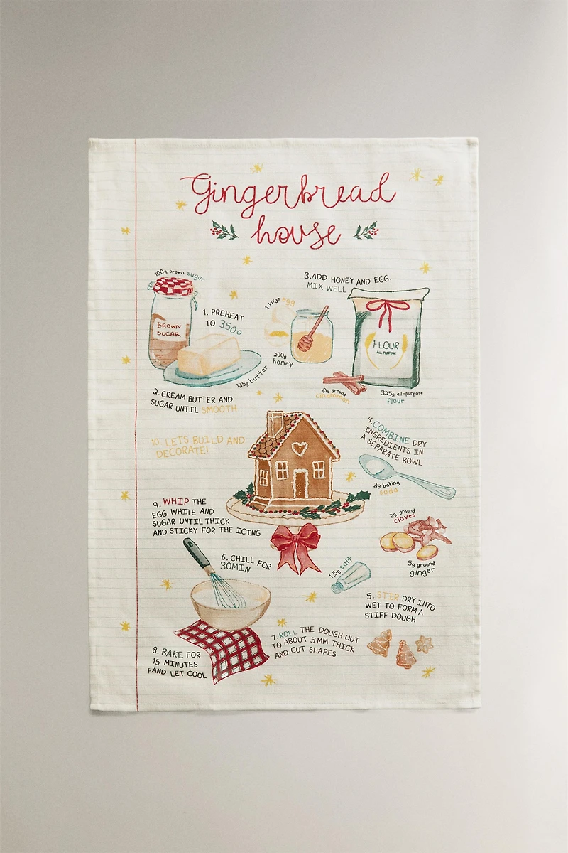 SET OF COTTON CHRISTMAS LIST KITCHEN TOWELS (SET OF 2)