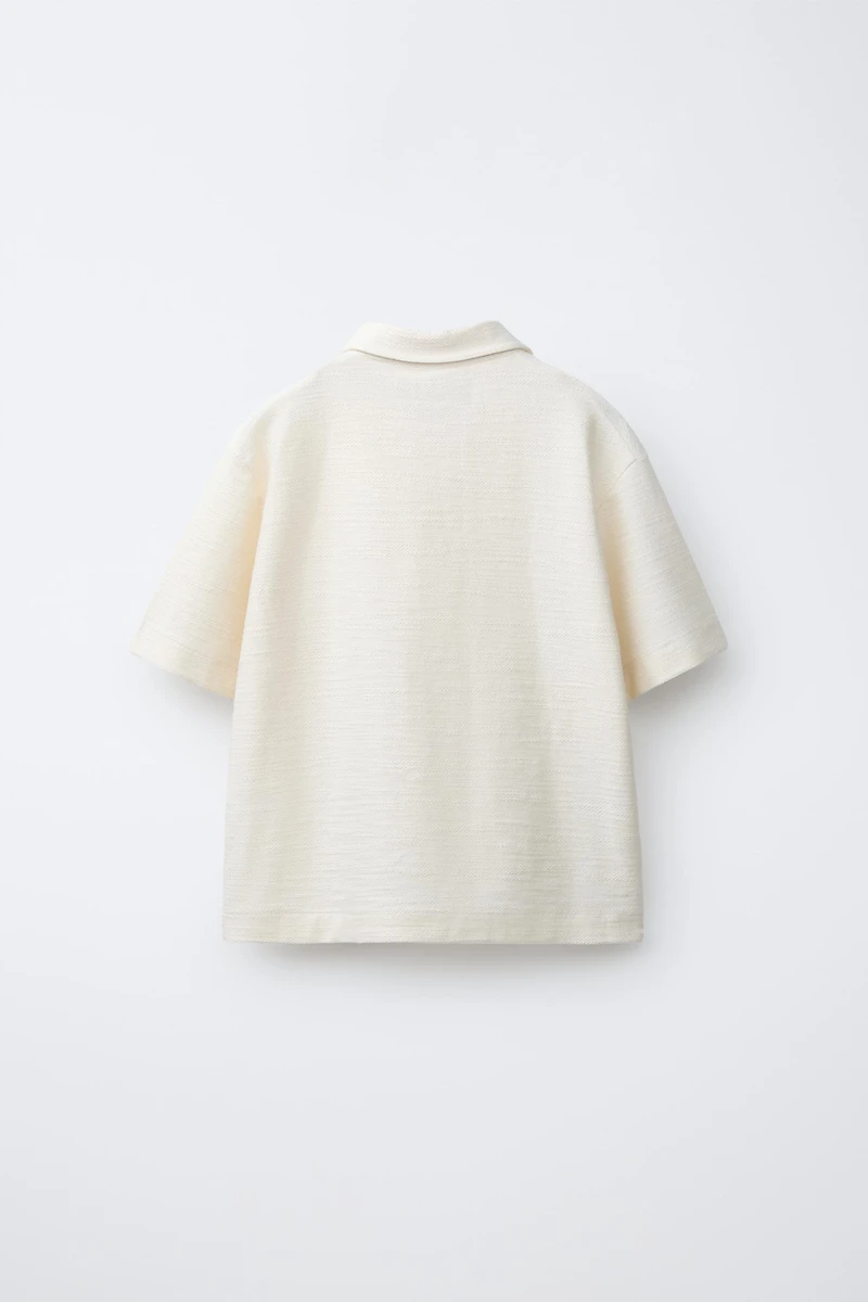 SHIRT AND BERMUDA SHORTS SET WITH TEXTURED LABEL