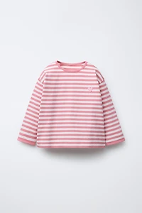 HEAVY WEIGHT WOVEN STRIPE HEART PATCH T-SHIRT