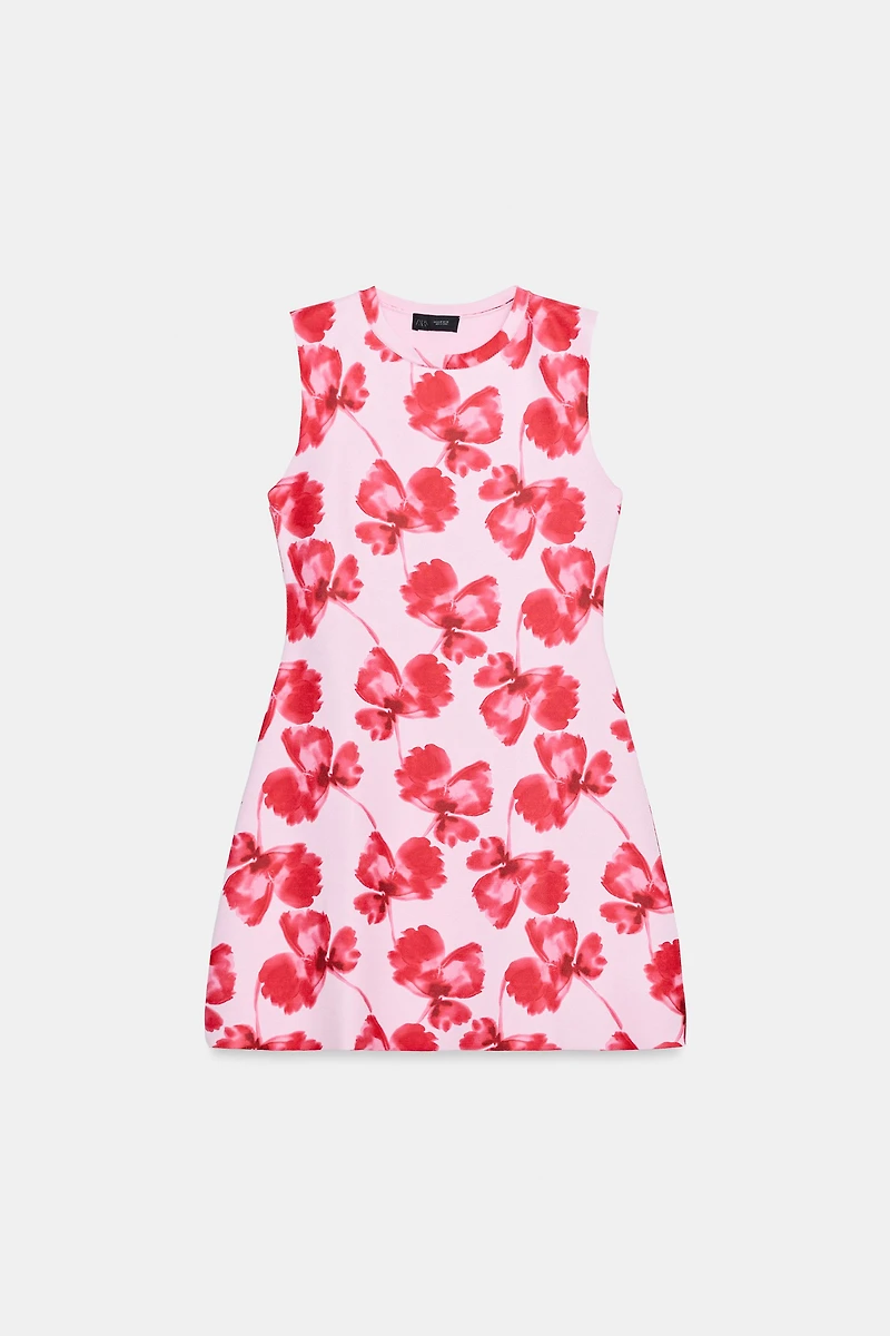 JACQUARD FLORAL KNIT MINI DRESS