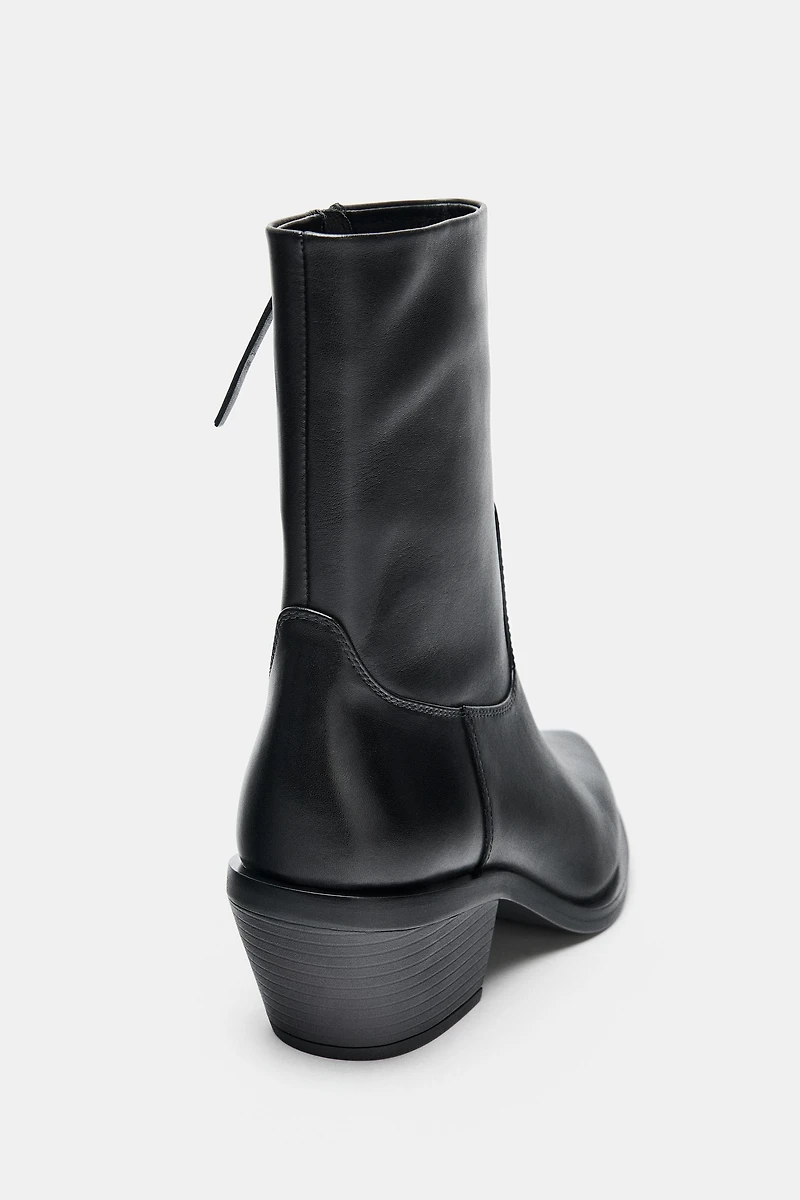 LEATHER COWBOY ANKLE BOOTS