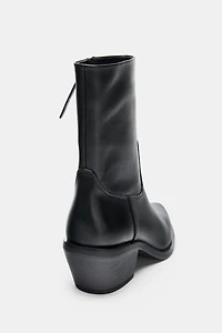 LEATHER COWBOY ANKLE BOOTS