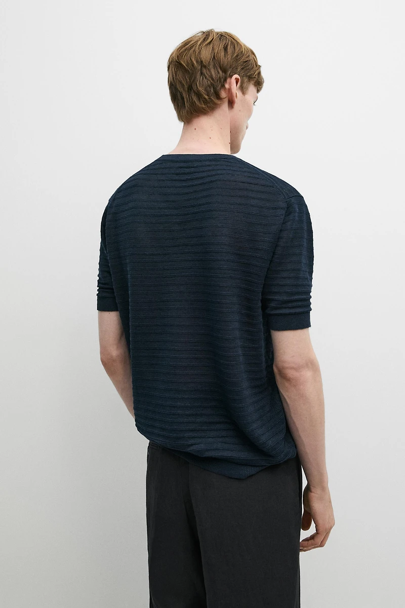 100% linen short sleeve knit sweater