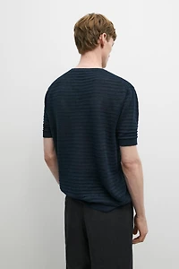100% linen short sleeve knit sweater