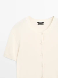 Cotton short sleeve knit cardigan