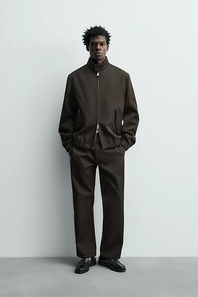 TEXTURED WOOL - COTTON PANTS