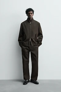 TEXTURED WOOL - COTTON PANTS