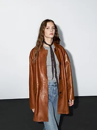Long nappa leather coat