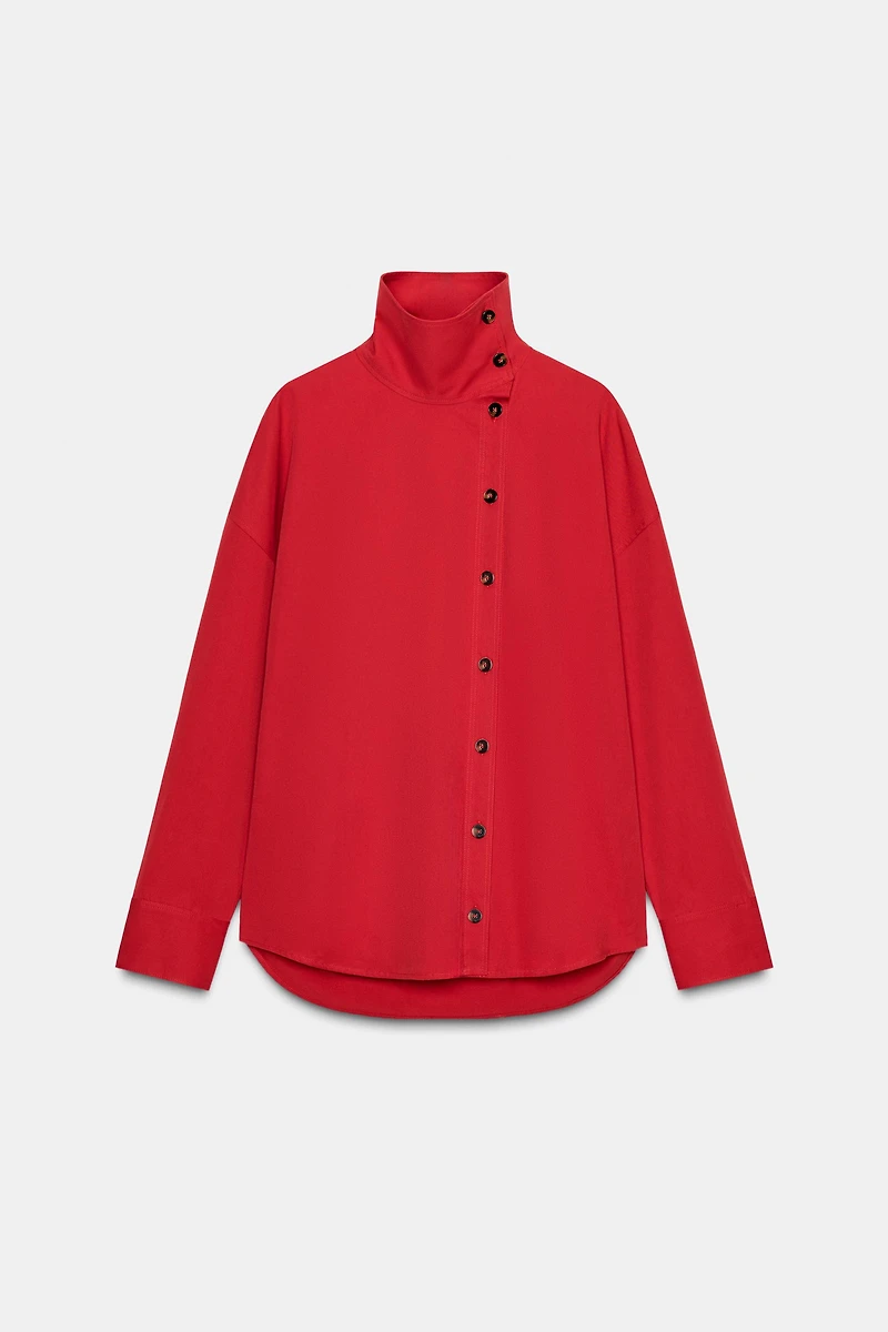 CHEMISE CACHE-CŒUR À COL MONTANT