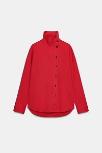 CHEMISE CACHE-CŒUR À COL MONTANT