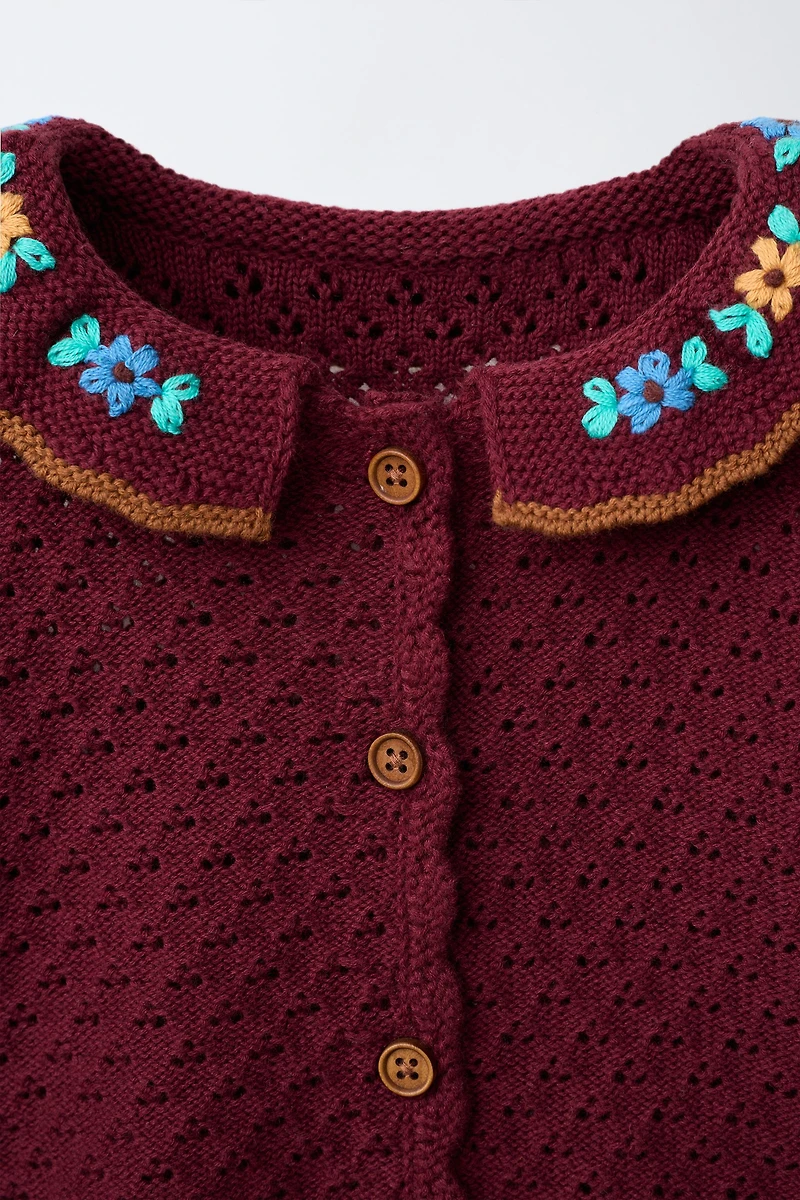 COTTON-LINEN EMBROIDERED CARDIGAN