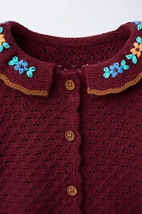COTTON-LINEN EMBROIDERED CARDIGAN