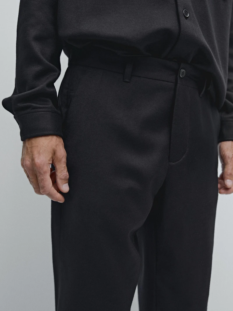 Pantalon en flanelle 100 % laine élastiqué sur le côté