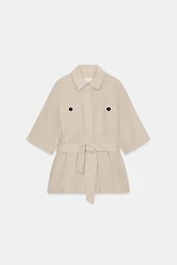 BELTED LINEN SAFARI JACKET