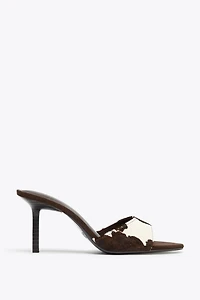 ANIMAL PRINT LEATHER HEELED SANDALS