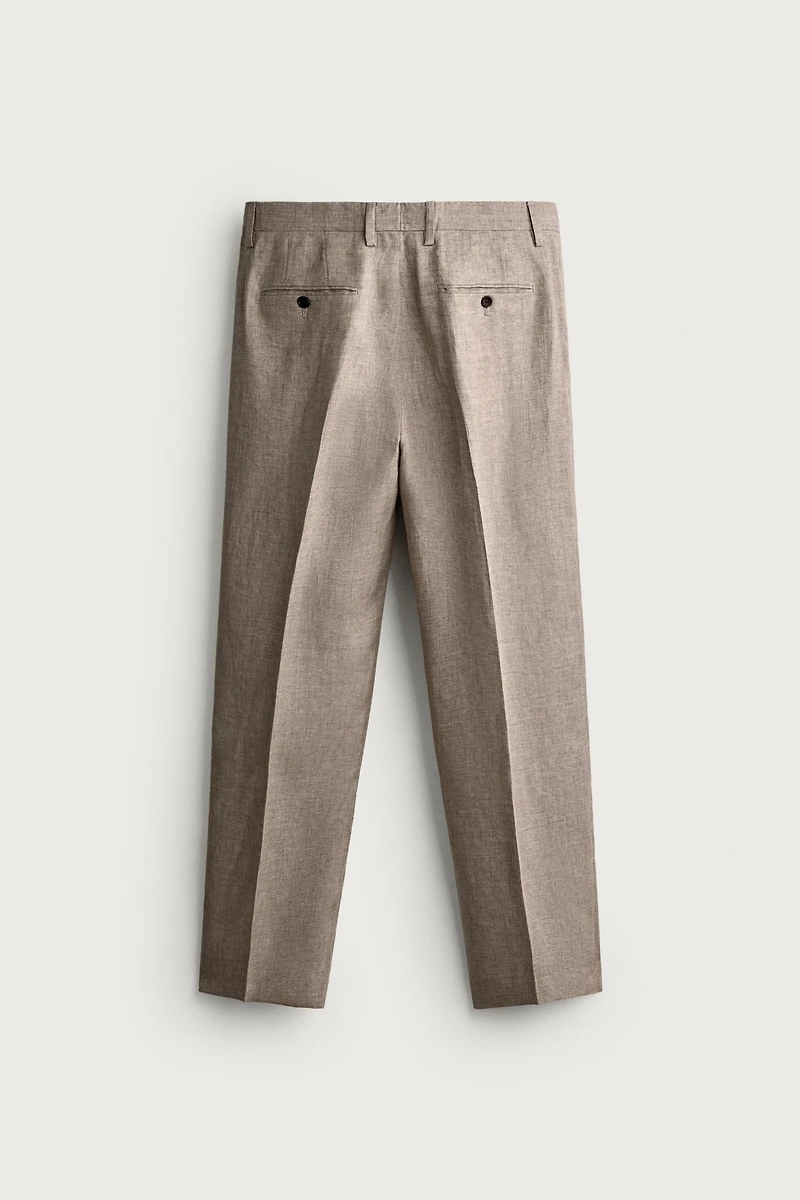 100% LINEN REGULAR FIT PANTS
