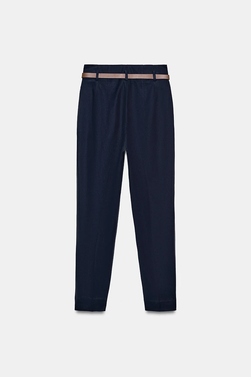 HIGH-WAISTED BELTED PANTS