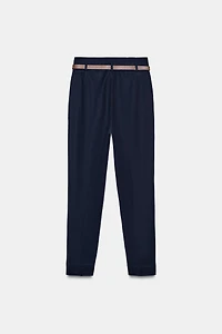 HIGH-WAISTED BELTED PANTS