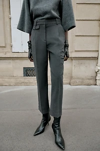 STRIPED PLEATED STRAIGHT LEG PANTS