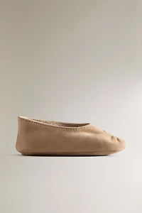 GATHERED LEATHER BALLERINA BOOTIES