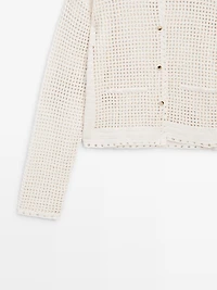 100% cotton openwork crochet cardigan