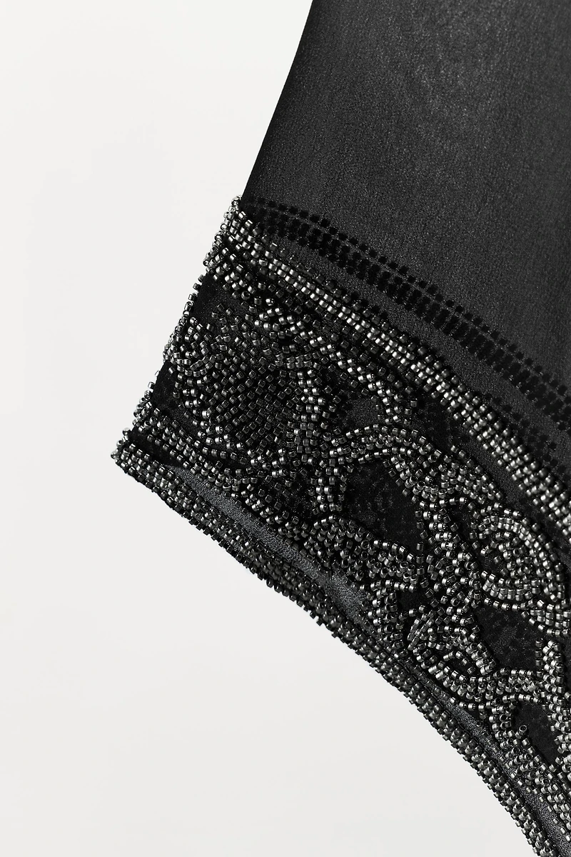 BEADED SEMI-SHEER BATWING CAPE