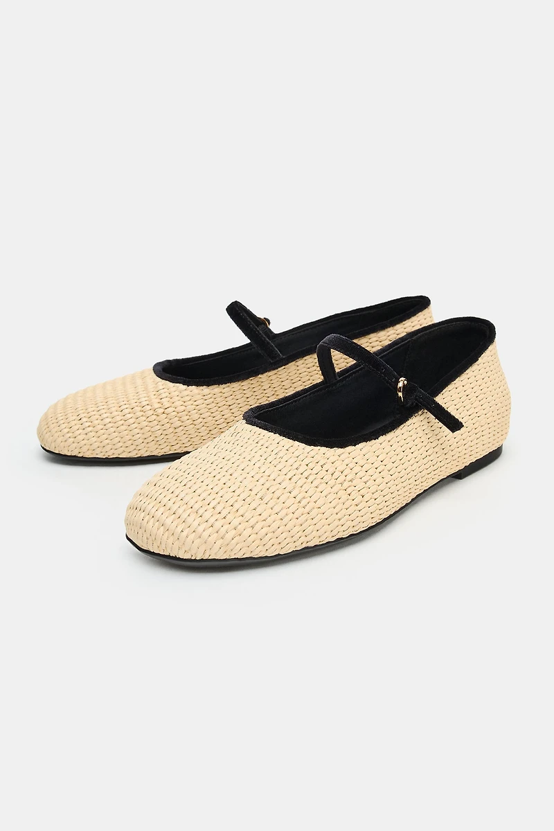 CONTRAST BRAIDED EFFECT BALLET FLATS
