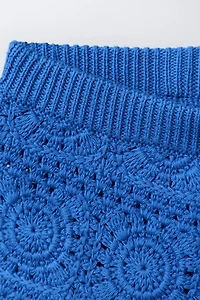 EMBROIDERED CROCHET KNIT SHORTS