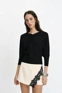 JUPE-PANTALON CROISÉE EN DENTELLE