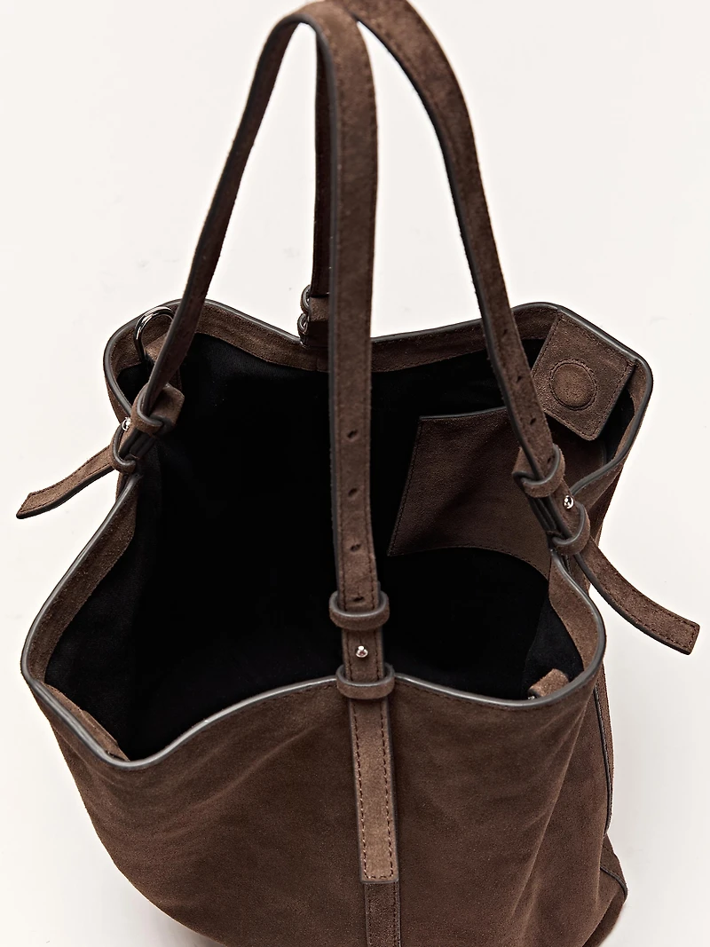 Split suede leather shopper bag