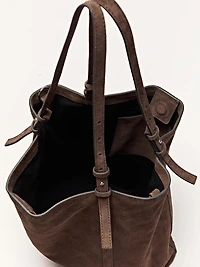 Split suede leather shopper bag