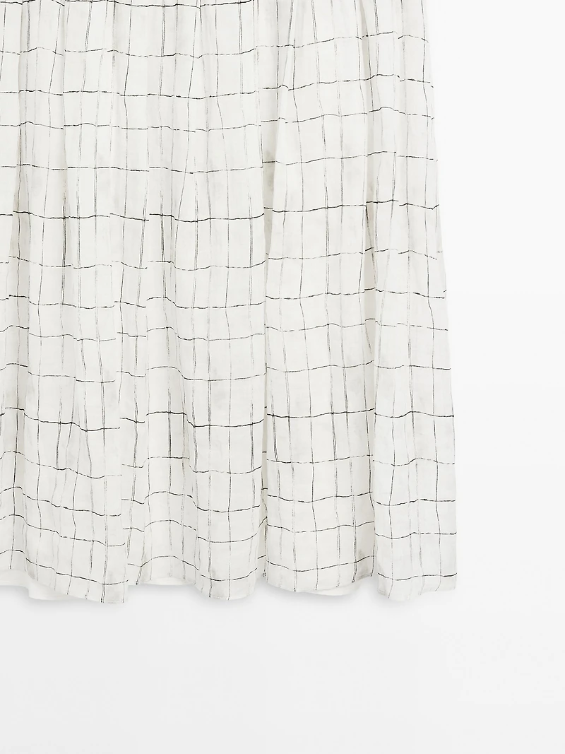 Flared check midi dress