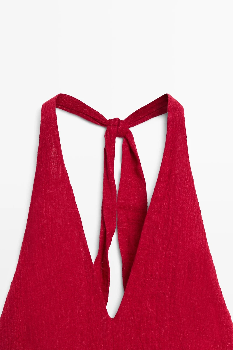 Robe longue décolletée 100 % lin