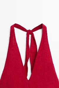 Robe longue décolletée 100 % lin