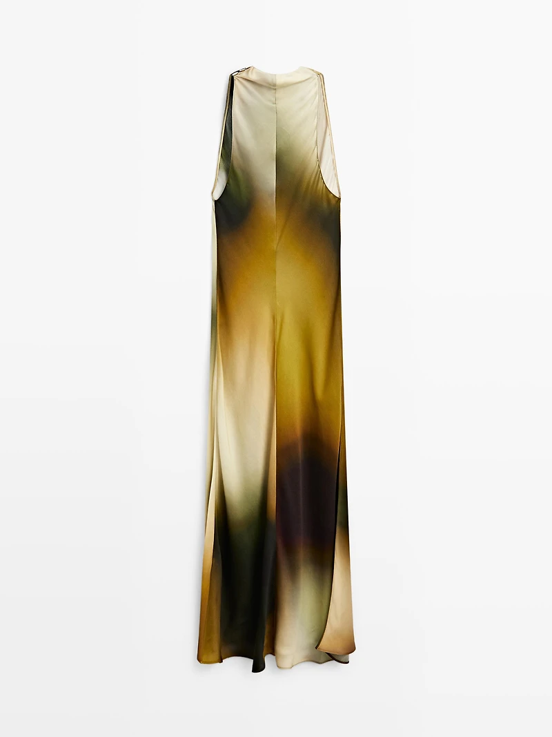 Long printed halterneck dress