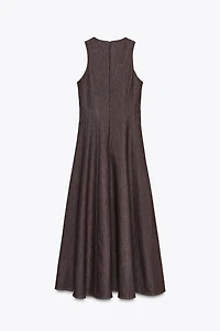 CONTRAST TOPSTITCH MIDI DRESS