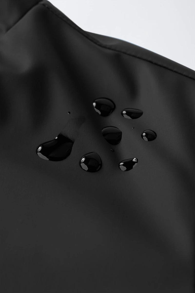WATER REPELLENT FAUX FUR LINED RUBBERIZED JACKET
