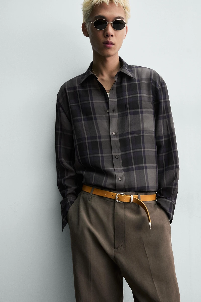 FLOWY PLAID SHIRT