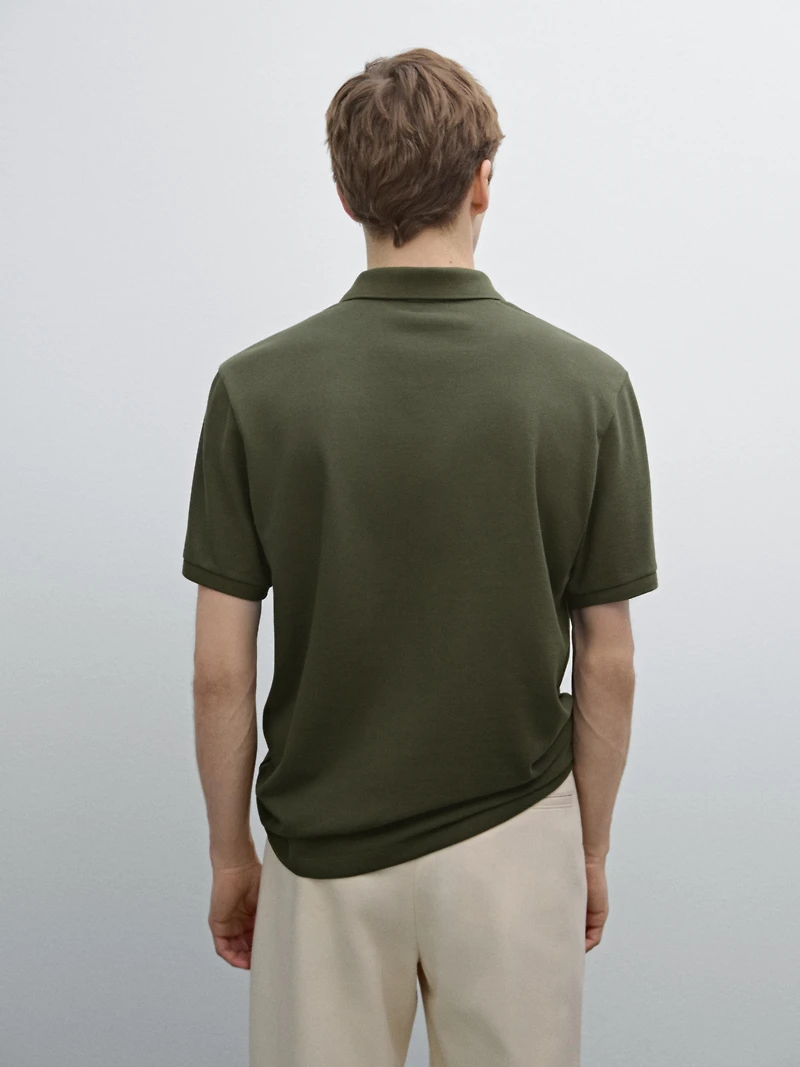 Micro textured piqué cotton polo shirt