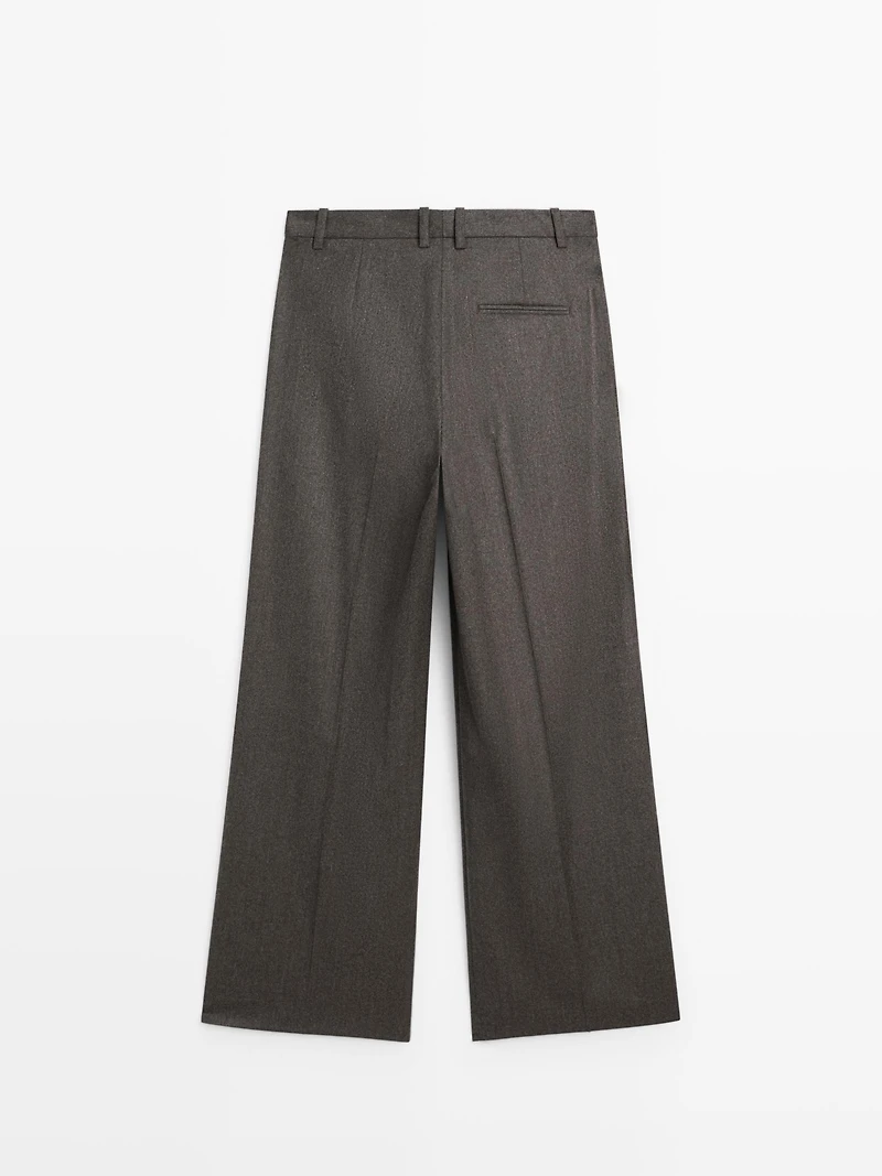 100% wool melange suit trousers